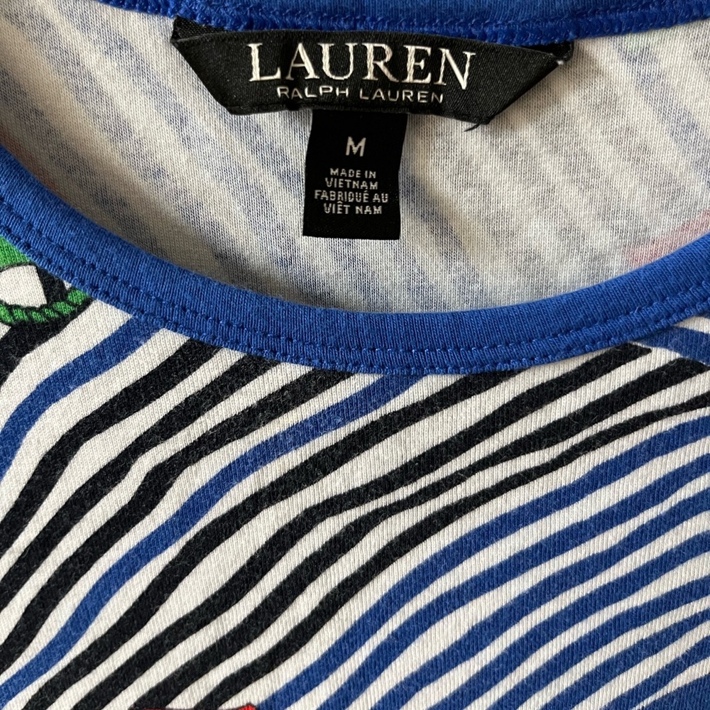 Lauren Ralph Lauren Women’s Nautical Print Cotton Scoop Neck Shirt Size M - Picture 4 of 8